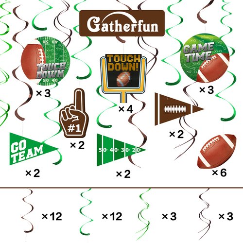 30 Pieces Football Party Decorations Football Hanging Swirl for Football Birthday Party Football Game Day Tailgate Party Supplies