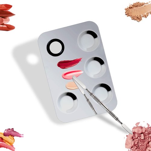 Penugo Upgrade Mixing Makeup Palette, Stainless Steel Cosmetic Palette with Spatula Tool, Nail-art Cosmetic Palette for Mixing Cosmetic and Pigment
