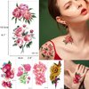 25 Sheets Small Temporary Tattoos, Flowers Ocean Animals Jellyfish Whale Hands Face Tattoo Sticker for Men Women, Leaves Body Art on Arm Neck Shoulder Clavicle Waterproof