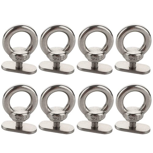 VTurboWay 8 Pack Full 316 SS, Track Mount Tie Down Eyelet, Hold Bungee Cord or Ropes Up to 0.6", Marine Hardware