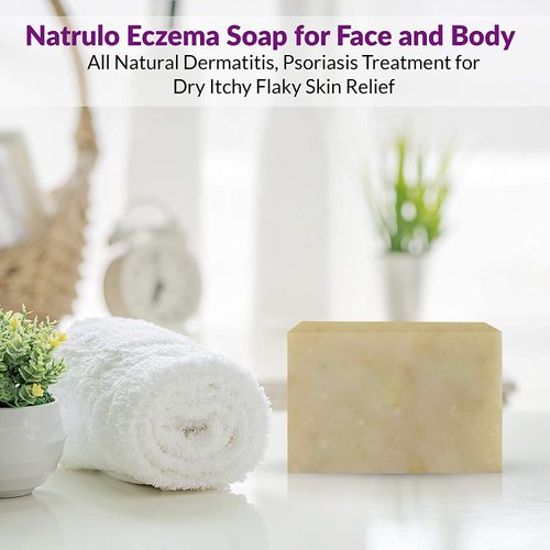 Eczema Soap Bar for Face and Body – All Natural Dermatitis, Psoriasis Solution for Dry Itchy Flaky Skin Relief – Gentle Detoxifying, Anti-Itch, Cleansing Skincare Remedy – Eczema Soap Bar Made in USA