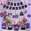GERMISHUYS Purple Birthday Party Decorations, Birthday Decorations for Women Include Happy Birthday Banner, Hanging Swirls and Honeycomb Centerpieces, Purple Decorations for Party Supplies
