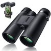 10X42 Professional Binoculars with Smartphone Adapter, Compact Waterproof Low Night Vision Binoculars for Adult Birds Watching Hunting Concert Travel
