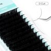 NATUHANA Round Eyelash Extensions 0.07mm D Curl Russian Volume Lash 14mm Single Size Tray False Lashes Supplies,Classic Individual Lash Extensions 16Rows/Case Matte Black (14mm, black;0.07 D)