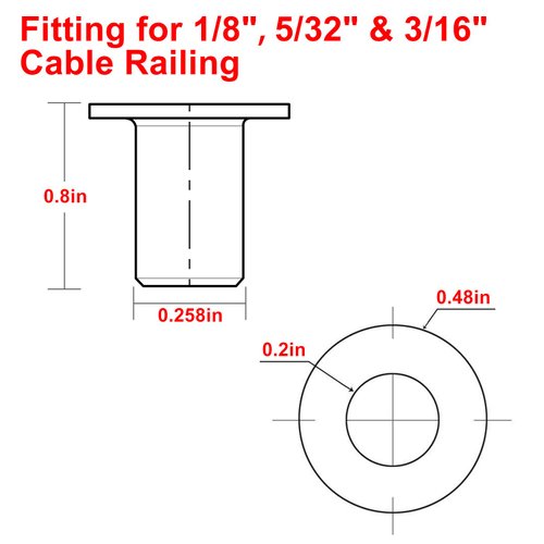 BLIKA 120 Pack Stainless Steel Protector Sleeves for 1/8" 5/32" or 3/16" Deck Cable Railing, for Wood/Composite Posts, T316 Marine Grade