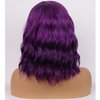BERON 14" Women Girls Short Curly Wavy Bob Wig Rose Net with Wig Cap (Purple)