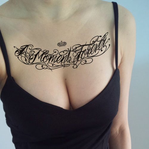 TAFLY Black Temporary Tattoo Words Sticker Latin English Word - A Monent Forever -Temporary Tattoos Arm Wrist Chest 5 Sheets