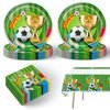 41pcs Soccer Party Supplies ,include 20 Plates, 20 Napkin and 1pcs Tablecloth,Used for Soccer Birthday Party Decoration (Green Soccer III)
