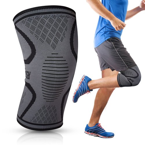RiptGear Knee Compression Sleeve - Braces for Knee Pain - Compression for Arthritis, Meniscus Tear, Running, Walking - Support for Women and Men - Sleeves Weightlifting (Medium, Gray (1 Pack))