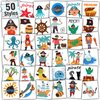 Partywind Pirate Party Supplies for Kids, Individually Wrapped Sheets Temporary Tattoos for Pirate Birthday Party Favors Decorations, Pirate Games Goodie Bag Stuffers Toys (50 Styles)