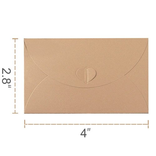 HANSGO Gift Card Envelopes, 100PCS 4 x 2.8 inch Valentine's Day Cards Small Gift Card Holders with Heart Shaped Clasp，Mini Envelopes for Note Cards, Business Card, Wedding，Graduation