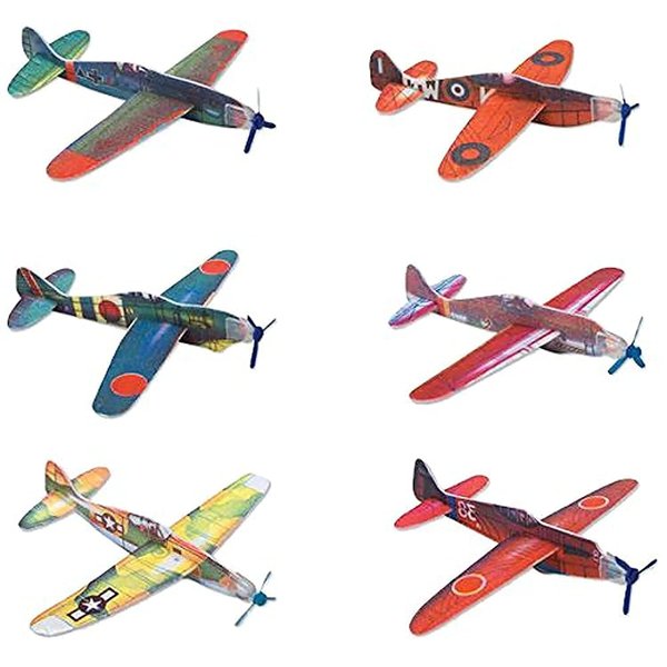 Rhode Island Novelty 8 Inch Flying Glider Plane, Set of 12 Multicolor