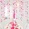 Hot Pink Party Decorations Circle Dots Garland Rose Pink White Hanging Paper Polka Dots Streamer for Birthday Bachelorette Engagement Wedding Baby Bridal Shower Anniversary Minnie Theme Party Supplies
