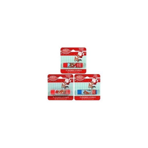 (3) .12 tubes Peppermint. Gingerbread, Cherry Rudolp the Red-Nosed Reindeer lip balm