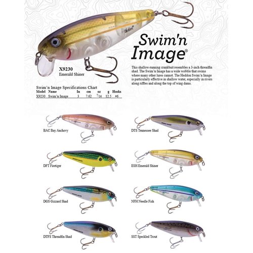 Heddon Swim'N Image Shallow-Running Crankbait Fishing Lure, 3 Inch, 7/16 Ounce, Tennessee Shad