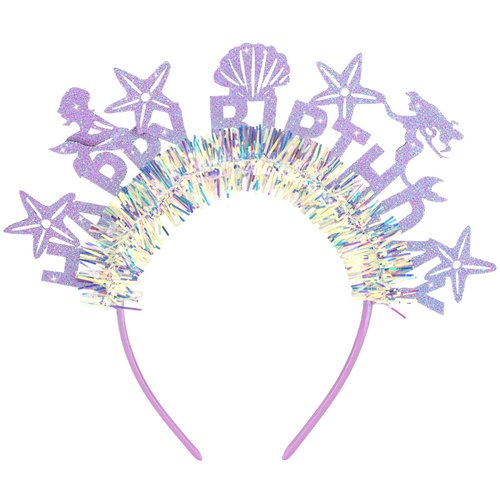 YARIEW Mermaid Headband for Women, Mermaid Birthday Headband for Hair Accessories, Mermaid Tail Starfish for Mermaid Costume Mermaid Party Decorations Gifts Purple