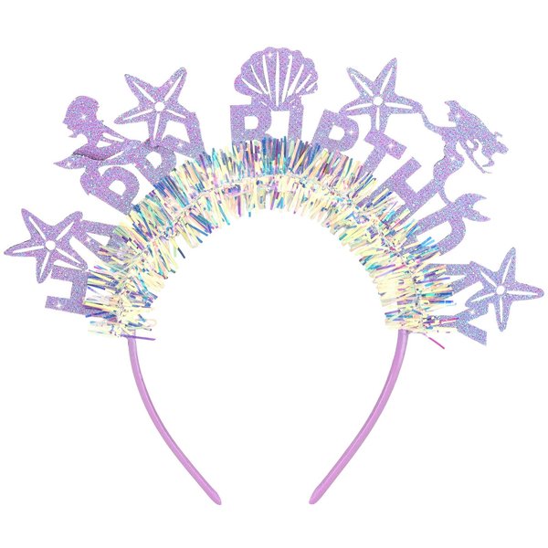 YARIEW Mermaid Headband for Women, Mermaid Birthday Headband for Hair Accessories, Mermaid Tail Starfish for Mermaid Costume Mermaid Party Decorations Gifts Purple