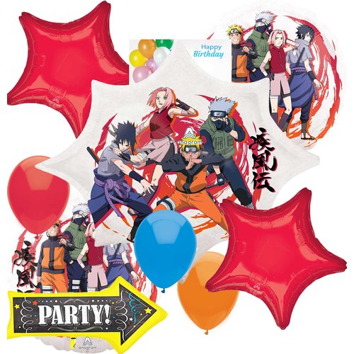 Anagram Balloon Bouquet Muticolor Compatible with Naruto Shippuden Party Supplies Birthday Decoration, Party Accessory, Various