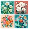 YarnWhimsy Framed Paint by Numbers for Kids - 4Pack Flowers Paint by Numbers for Kids Ages 4-8-12,Paint by Number Kits on Canvas,DIY Oil Painting Acrylic Kits for Home Decor(12x12inch)