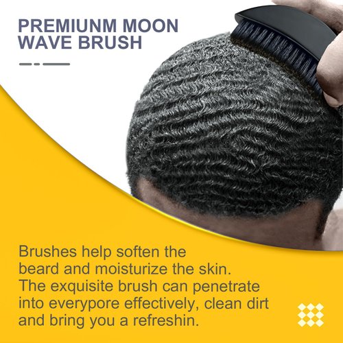 Curved Wave Brush, Premium Bristle Brush for Pro Waver, Silky Durags with Stocking Cap for Men 360, 540, 720 Wave, Satin Wave Cap Good Compression over Doo Rags （black）