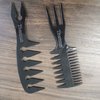Hair Comb Styling Set Tail Combs Double Side Brushes Afro Pick Pik Comb African American Hair Brush Barber Accessories Black-2Pcs