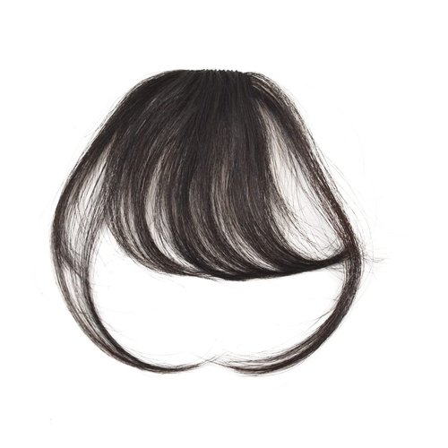 YTBYT Hair Clip in Bangs Wispy Human Hair Bangs Hairpieces for Women Fringe Neat Faker Bangs with Temples Hairpieces for Party and Daily Wear（Wispy Bangs,Natural Color）