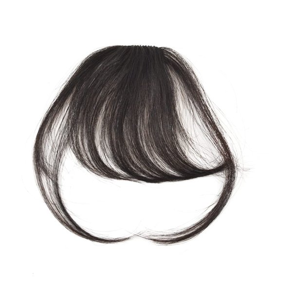 YTBYT Hair Clip in Bangs Wispy Human Hair Bangs Hairpieces for Women Fringe Neat Faker Bangs with Temples Hairpieces for Party and Daily Wear（Wispy Bangs,Natural Color）