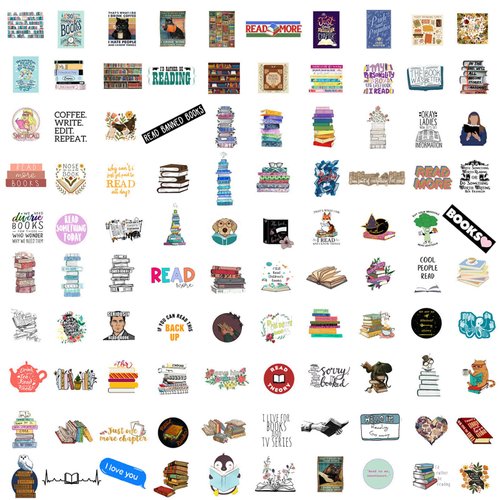 200PCS Bulk Book Stickers, Inspirational Reading Water Bottle Stickers for Kids Teens Students Teachers, Reading Lovers Book Accessories, Bookish Stickers, Vinyl Waterproof Decals