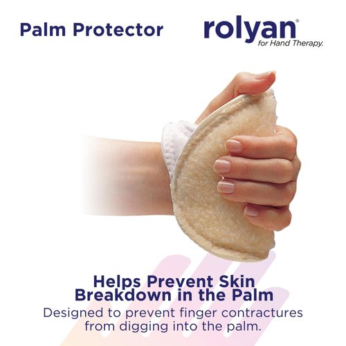 Rolyan Palm Protector for Left Hand, Left Handed Glove for Finger Contracture Prevention, Comfortable Hand Cushion with Soft Sherpa Lining and Palm Pad to Prevent Hand Contractures