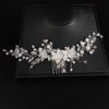 Teyglen Silver Flower Wedding Hair Comb Headband Bridal Pearl Crystal Hair Side Comb Handmade Rhinestone Hair Piece Flower Girl Headpiece Wedding Hair Accessories for Women Bride
