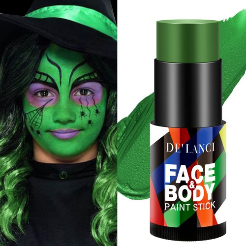 Face Body Paint Stick Oil(0.75 Oz),Clown White Eye Black Cream Blendable Foundation Makeup Sticks for Sfx Makeup,Non-Toxic Face Painting Kit Halloween Special Effects SFX Cosplay Costume Parties-GREEN
