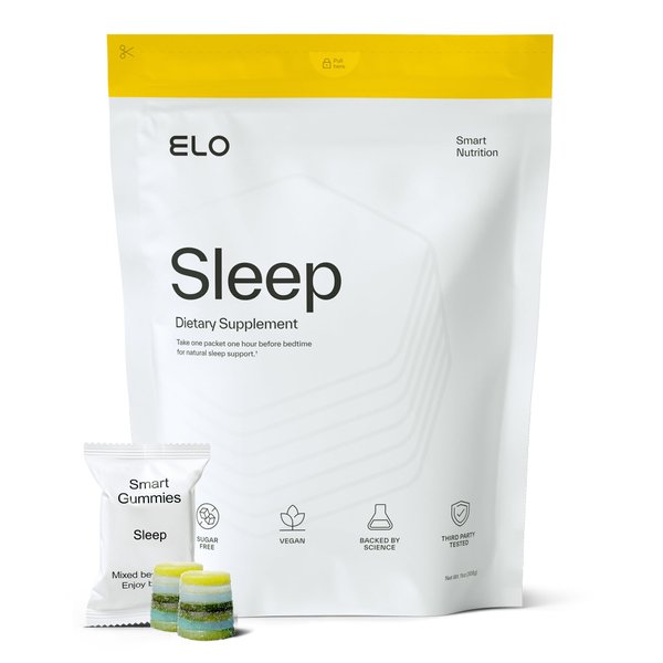Elo Non-Groggy Sleep Gummies for Restful Recovery – Holiday Wellness Gift | with Magnesium, L-Theanine & Low-Dose Melatonin | Fall Asleep Faster, Wake Refreshed | Sugar-Free, Vegan | 28 Servings