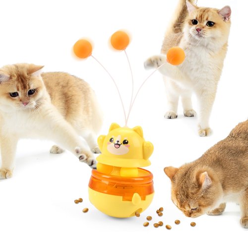 Manrock 2 in 1 Cat Treat Dispenser Toy - Cat Interactive Toy and Cat Treat Ball, Tumbler Interactive Ball Cat Puzzle Feeder, Cat Food Puzzle Toy