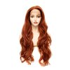 Rugelyss Fashion Glueless Auburn Copper Red 24Inch Long Natural Wavy Free Part Small Area Lace Front Wigs Heat Resistant Synthetic Hair Wig for Women (Copper Red)