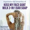 Kiss My Face Goat Milk 3-in-1 Bar Soap - Blackcurrant + Vanilla - Probiotic Bar Soap for Face, Hair, and Body with Shea Butter - Palm Oil-Free and Cruelty-Free Soap (Blackcurrant + Vanilla, Pack of 1)