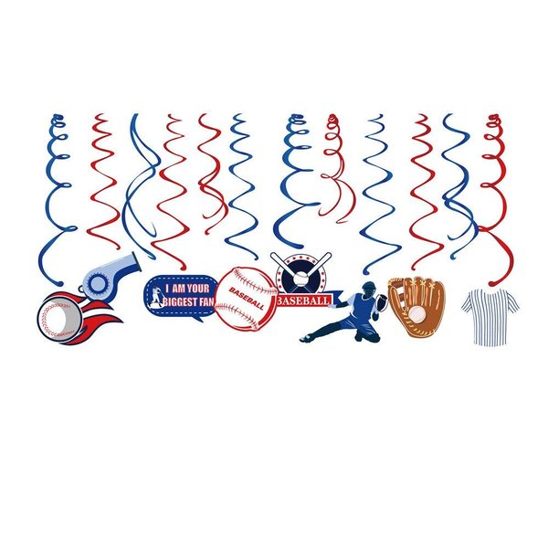 Kristin Paradise 30Ct Baseball Hanging Swirl Decorations, Kids Party Supplies, Birthday Theme Decor for Boy Girl Baby Shower, 1st Bday Favors Idea