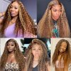 SWEETGIRL Highlight Ombre Water Wave Lace Front Wigs Human Hair Pre Plucked 13x4 Lace Frontal Wigs Curly Human Hair Wig for Women 180 Density 20 Inch