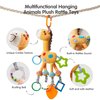 TUMAMA Baby Hanging Toys, 16 inch Plush Animals Baby Rattle Crinkle Squeaky Toys Car Seat Stroller Toys, Baby Toys for 0 3 6 9 12 Months, Sensory Learning Toys Gift for Newborn Infant, 2 Pack