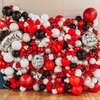 139Pcs Red and Black Balloon Arch Garland Kit for Graduation Party Decorations,Red Black White Silver Confetti Explosion Star Balloons for Class of 2024 Congrats Grad Celebrations Birthday Supplies