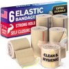 High-Performance Elastic Bandage Wrap - 6pk (2x2", 2x3", 2x4") Strong Self-Closing Compression Bandage Wrap - Foot, Ankle, Wrist, Knee Wrap