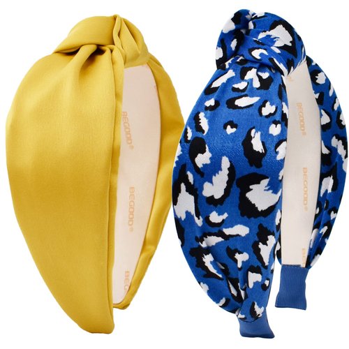 BEGOOD Headbands for Women Leopard Print Womens Knotted Wide Headbands Fashion Top Knot Hairbands for Women's Hair Designer Girls Headbands Turban Hair Accessories 2Pcs