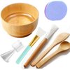 Face Mask Bowl with Face Mask Brush Applicator,Facial Mask Bowl and Brush Kit,Bowl,Spatula,Brush,Spoon,Facial Sponge, Silicone Brush,Measuring Cup (yellow-blue)