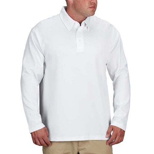 Propper I.C.E Men's Long Sleeve Performance Polo Shirt, White, Medium
