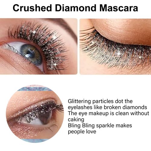 Glitter Colored Mascara - Long-Lasting, Voluminous Eyelashes with Subtle Diamond Sparkle, Purple Shimmer, Waterproof, 02# (Purple, 1pc)