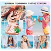 Ozepao Glitter Temporary Tattoo for Girls, 12 Sheets Mermaid Unicorn Tattoo Stickers for Kids, Waterproof Fake Tattoos for Birthday Party Favors Supplies