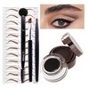 2Pcs Gel Eyeliner Eyebrow Powderfor Beginners,Waterproof Smudgeproof Long Lasting Makeup Eyeliner Gel with Brush Mirror,Kits with Step byStep Video Tutorials,Black and Brown (Black and Brown)