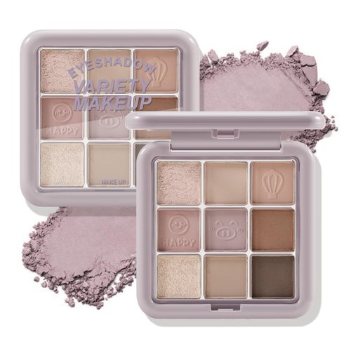 GEUUFEA Brown Purple Eyes Makeup, 9 Colors Glitter Eyeshadow Palette, Professional Waterproof Smokey Eye Shadow for Girls and Women