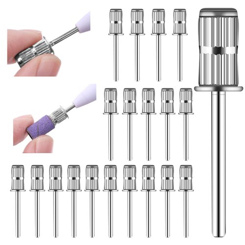 20 Pcs Mandrel Nail Drill Bit Replacement Nail Drill Heads Sanding Band Mandrel Bit 3/32 Nail Drill Bit Sanding Band Shaft Small Mandrel Nail Bit for Electric File Nail Sanders Manicure(Sliver)
