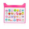 ELEMIRSA Little Girl Jewel Rings in Box, Girl Princess Pretend Play and Dress Up Rings, Toddler Girl Birthday Gifts, Adjustable, No Duplication, 28pcs