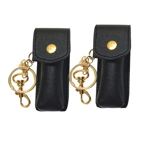 2pcs Clip- on Sleeve Key Chain Holder Leather Lip Balm Pouch Storage Bags Fashion Lipstick Case with Key Ring Portable for Women Girls Key Organizer Keychain